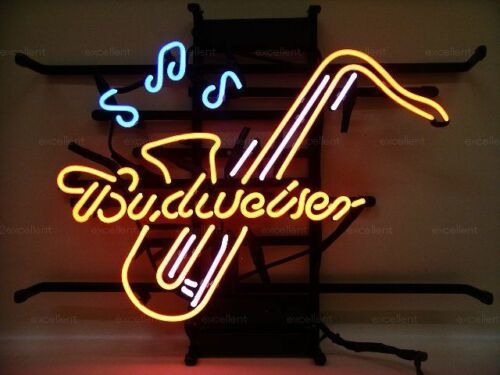 New Budweiser Sax Saxophone Beer Light Bar Neon Sign 17"x14" - $132.99