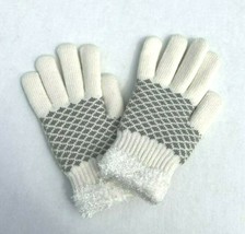 Womens Winter Snow Glove Warm Diamond Pattern Knit w/ Cozy lining Cream ... - £6.72 GBP