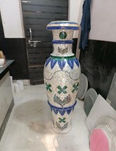 30&#39;&#39; Marble Flower Vase Pot mother of pearl home decor art &amp; collectibles - $6,163.83