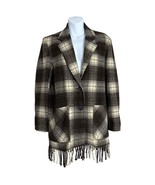 Karen Kane Wool Blend Made in USA Plaid Fringe Jacket Size XS - $79.54 CAD
