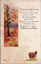 Thanksgiving Poem Greetings Fall Foilage Tree Turkey Postcard W16 - £7.86 GBP