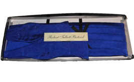 Robert Talbott Protocol Royal Blue Satin Tuxedo Cummerbund &amp; Bow Tie Set... - $14.85