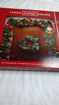 6 feet 5-Piece lighted Christmas Garland Santa and 4 Rain Deer for widow... - £10.98 GBP