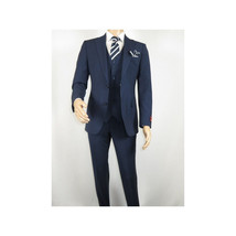 Men Suit BERLUSCONI Turkey 100% Italian Wool Super 180's 3pc Vested #Ber20 Navy image 5
