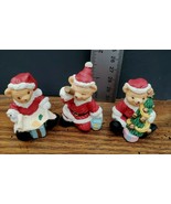 3 Mini Santa Claus Teddy Bear Christmas Figurines 1.5&quot; Resin Vintage Ex ... - £5.41 GBP