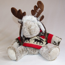 DolliBu Park City Moose Plush Stuffed Animal Soft Gray Moose With Sweater &amp; Hat  - £9.69 GBP
