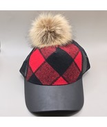 Plaid Red NWT&#39;s Red black bill Women&#39;s adjustable snapback trucker hat c... - $18.95 CAD