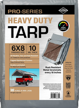 6X8 Heavy Duty Tarp, Waterproof Plastic Poly 10 Mil Thick Tarpaulin with... - £25.79 GBP