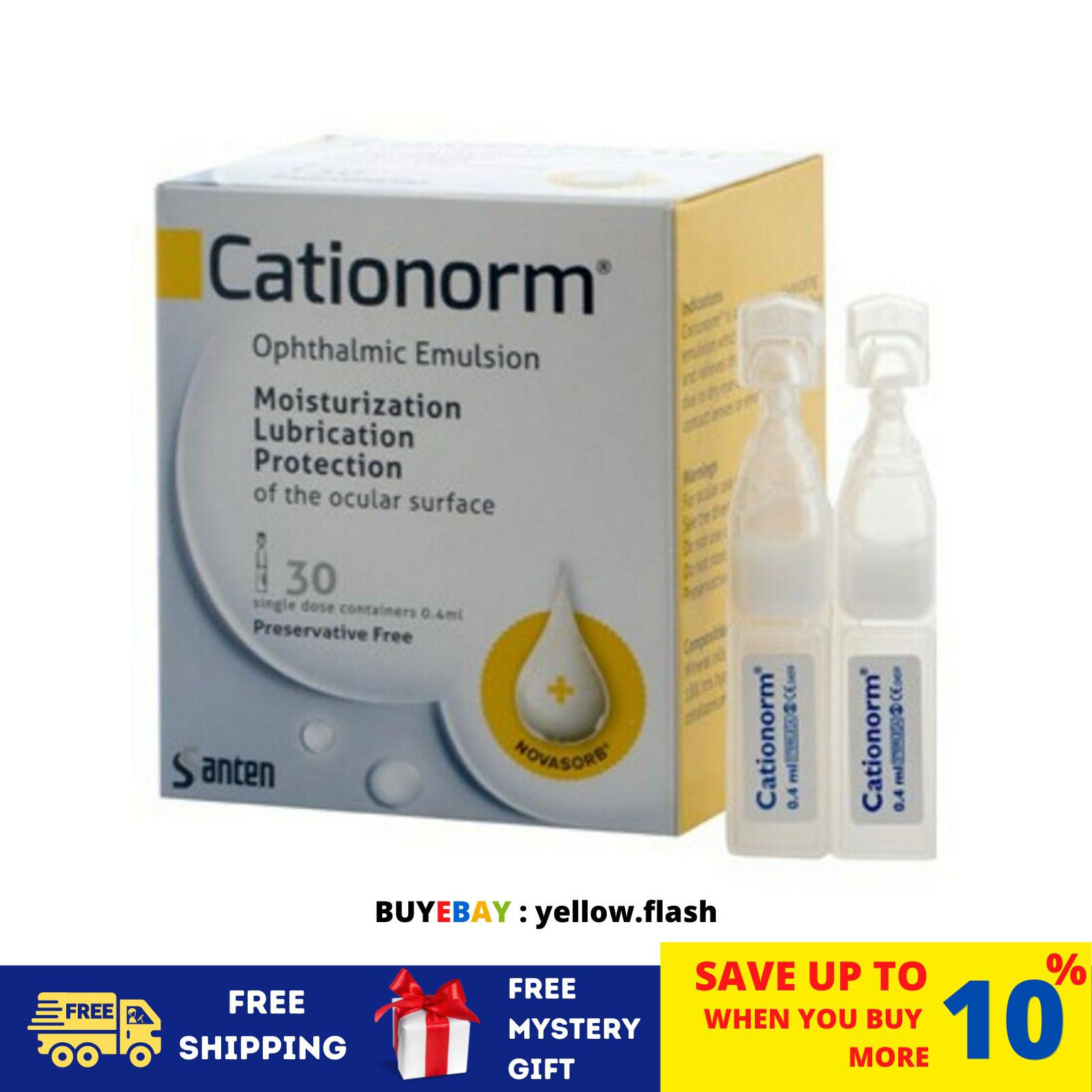 30&#39;s x 0.4ml CATIONORM Emulsión Oftálmica Vial Gotas para Ojos - $32.10