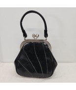 Kadin Vtg Black Patent Handbag Purse w Kiss Lock Close &amp; Inside Pocket EUC - £32.83 GBP