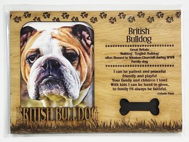 British Bulldog Dog Profile Laser Engraved Wood Picture Frame Magnet - £10.85 GBP