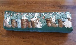 VTG Wool Needlepoint Pillow   Bunnies &amp; Tulips  Easter  26 x 8 inches.  - £29.85 GBP