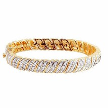 0.40 ct Diamond &#39;S&#39; Link Tennis Bracelet in 14K Yellow Gold Plated Brass - £48.04 GBP