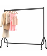 Heavy Duty Clothes Rack with Wheels,Rolling Garment Clothing Rack for Di... - $101.10 CAD
