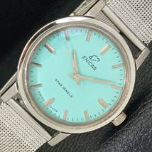 Antique Enicar Star Jewels Swiss 161 Mens Turquoise Blue Dial Watch a427734-1 - $79.99