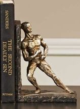 Athlete Book Ends Set 7" High Poly Stone Athletic Library Book Man Cave Office image 4