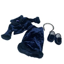 American Girl Doll Twilight Holiday 2000 Outfit Navy Blue Velvet Shoes Headband - £26.81 GBP