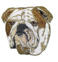 Amazing [ White Bulldog Dog Face] Embroidery Iron On/Sew Patch [4&quot; x 4&quot;][Made in - £9.24 GBP