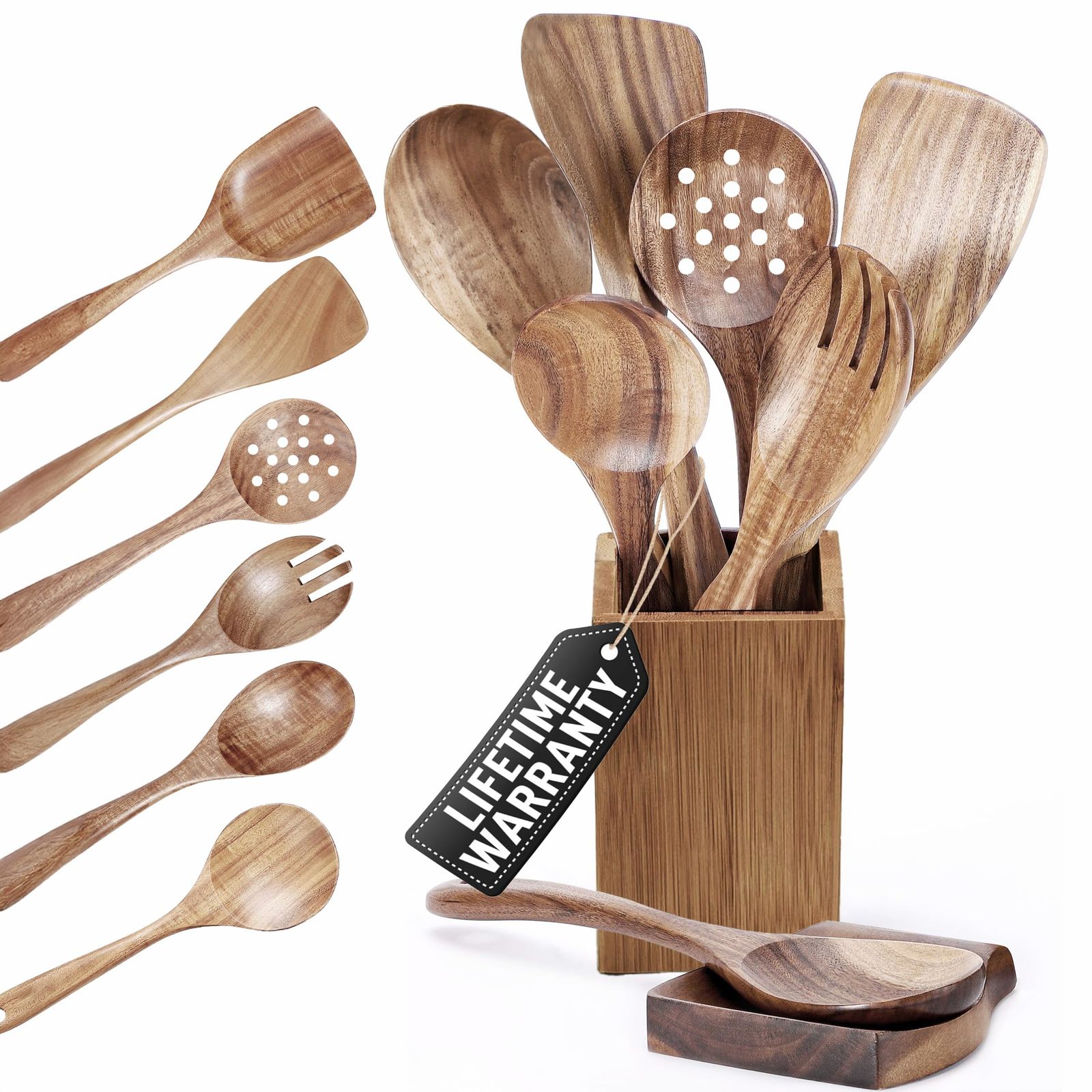 STORE INDYA 8 Piece Wooden Spoons for Cooking,Wood Kitchen Cooking Utens... - $19.97