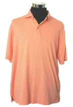 Jamaica Jaxx Polo Shirt Men&#39;s Size Large Coral Orange Striped Polyester Blended - £9.34 GBP