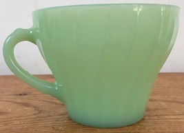 Vintage Antique Fire King Jadeite Swedish Swirl Shell Single Tea Cup Tin... - $79.99