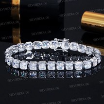 4.20Ct Asscher Cut CZ Diamond Women&#39;s Tennis Bracelet 925 Sterling Silver - £156.22 GBP