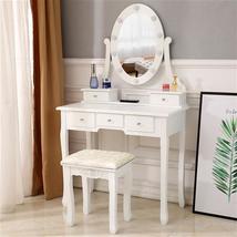 With Light Bulb Single Mirror 5 Drawer Dressing Table White - £184.84 GBP