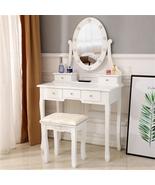 With Light Bulb Single Mirror 5 Drawer Dressing Table White - £180.85 GBP