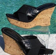 Donald Pliner Couture Kogi Leather Shoe New 11 Hand Carved Cork Wedge $235 NIB - £84.53 GBP