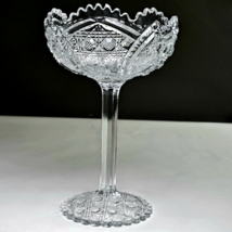 Vintage Pressed Glass Compote With Stem 8x 5.25in Floral Elegant Center ... - £23.46 GBP