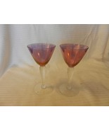 Pair of Small Purple with Clear Stem Stem Martini Glasses 5.5&quot; Tall - £23.70 GBP