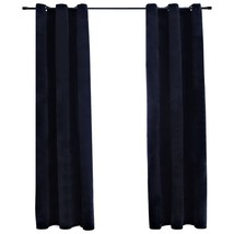 vidaXL Blackout Velvet Curtains 37x84 Inches Soft Grommet Panels Black - $83.99