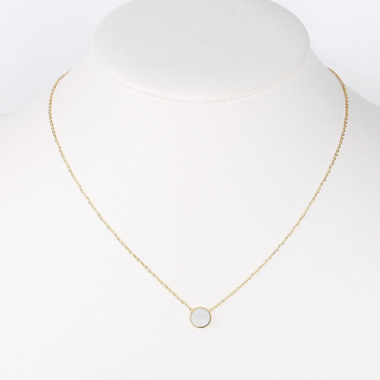 Gold Tone Necklace & Petite White Faux Mother-of-Pearl Pendant