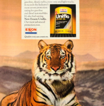 1984 Exxon Uniflo Motor Oil Advertisement Vintage Bengal Tiger Automobil... - $24.99