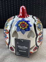 Martha Stewart Ceramic Pumpkin Shaped Candle Holder Halloween 8.5” Colorful - £43.94 GBP