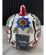 Martha Stewart Ceramic Pumpkin Shaped Candle Holder Halloween 8.5” Colorful - £43.82 GBP