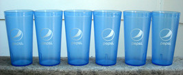6 Plastic Pepsi Soda Glasses Plastic Blue 20 Oz Impact Brand Made In Usa Blue - £19.43 GBP