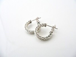 Tiffany &amp; Co Silver Narrow Somerset Mesh Hoops Earrings Studs Rare Gift ... - £290.77 GBP