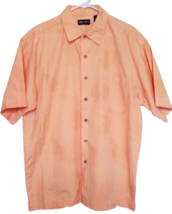 Faded Glory Authentic Embossed Hawaiin Shirt Short Sleeve Pale Orange Men Large - £7.45 GBP
