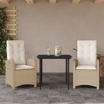  Garden Dining Set Beige, Black PE Rattan, Powder-Coated Steel - $8,734.28 MXN