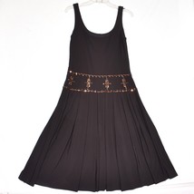 Talbots Little Black Dress Sequins &amp; Brown Beads Fit &amp; Flare Size 8 - £18.99 GBP