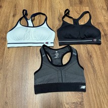 Set of 3 Girls Champion New Balance Sports Bras Size Small/8-10 Black Wh... - $21.78