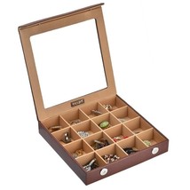 PULeather 16 Slots Jewellery Box, jewellery box organizers, glass jewellery box - £36.75 GBP