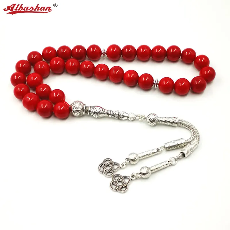 Women tasbih Muslim Lady Rosary Red prayer beads 33 66 99 beads Red stone Madam  - £32.10 GBP