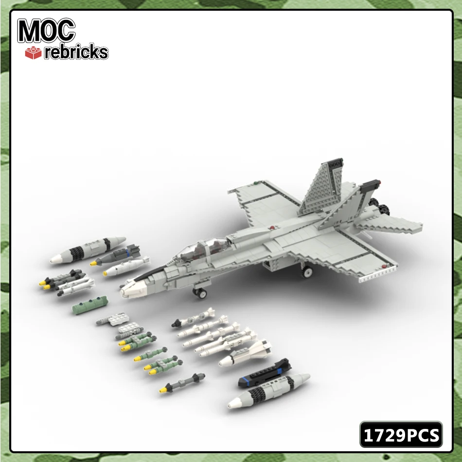 Military Series MOC Building Block Model F/A-18 Super Hornet Fighter Parts Set  - £306.83 GBP