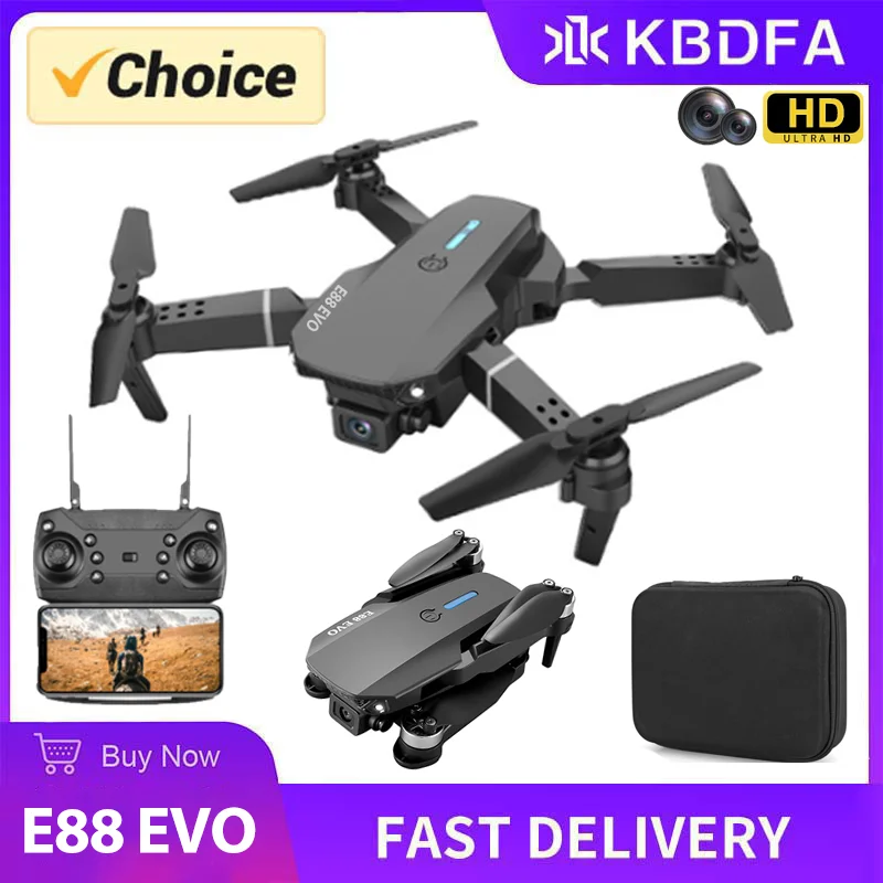 Kdbfa 2023 New E88 Evo Wifi Fpv Drone Wide Angle Hd 1080P Camera Height Holdi - £34.42 GBP+