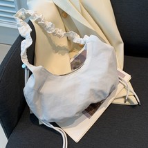 Ladies Nylon Versatile Pleated Cloud  Strap Drawstring Handbags Women Solid Ruch - £48.98 GBP