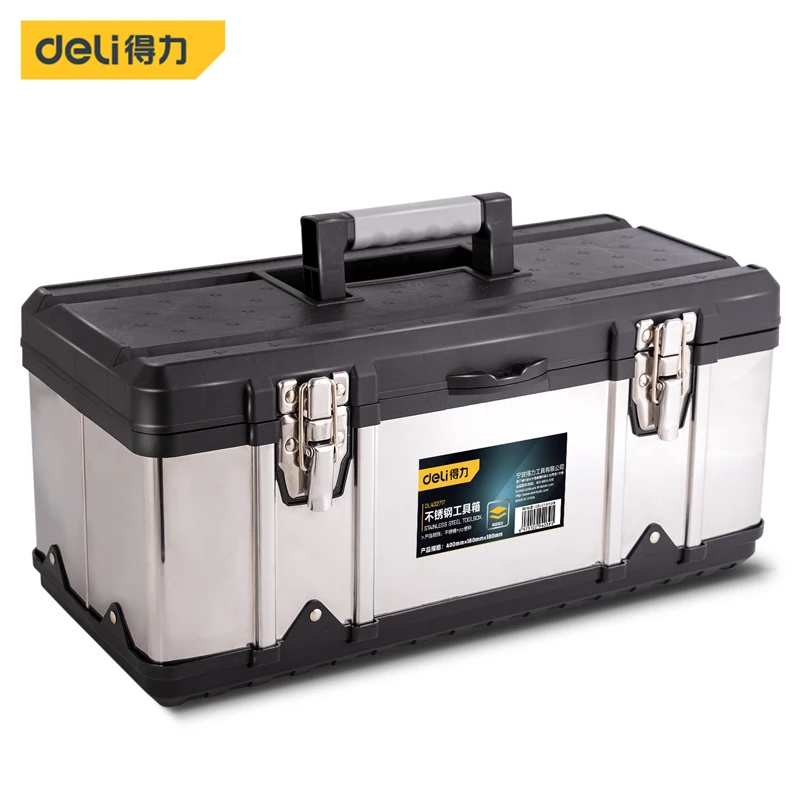 Deli 1 Pcs 17&#39;&#39; Stainless Steel Tool Case with Handle  Lock Design Multifunction - £77.58 GBP