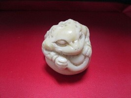 Paperweight Hand Carved tree vegetable Tagua Nut Netsuke FROG/ BUDDHA  p... - $55.99