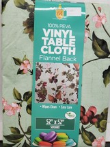 Printed Vinyl Flannel Back Tablecloth, 52&quot;x52&quot; Square, MIX OF FRUITS # 4... - $15.83